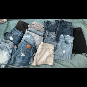 4AE shorts, 4AE skirts, 1H&M shorts, 1Roxy shorts, 1AE jeans and jean overalls